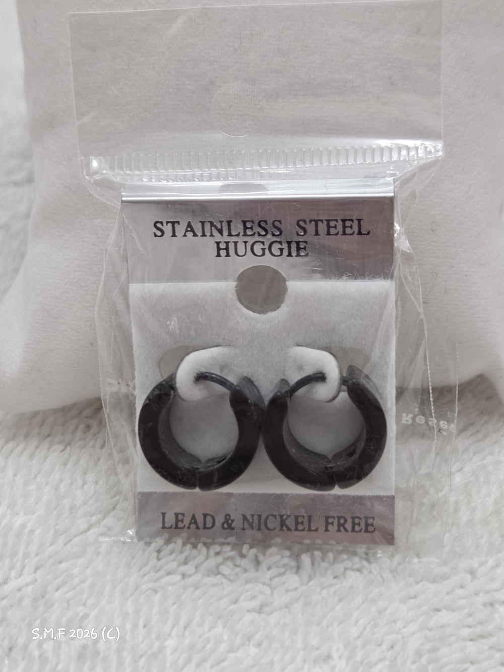 Stainless Steel Black Huggie Earrings - Lead & Nickel Free